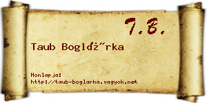 Taub Boglárka névjegykártya